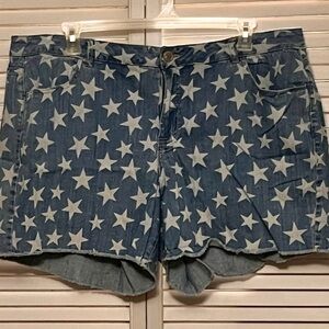 Lane Bryant Star Patterned Blue Jean Shorts